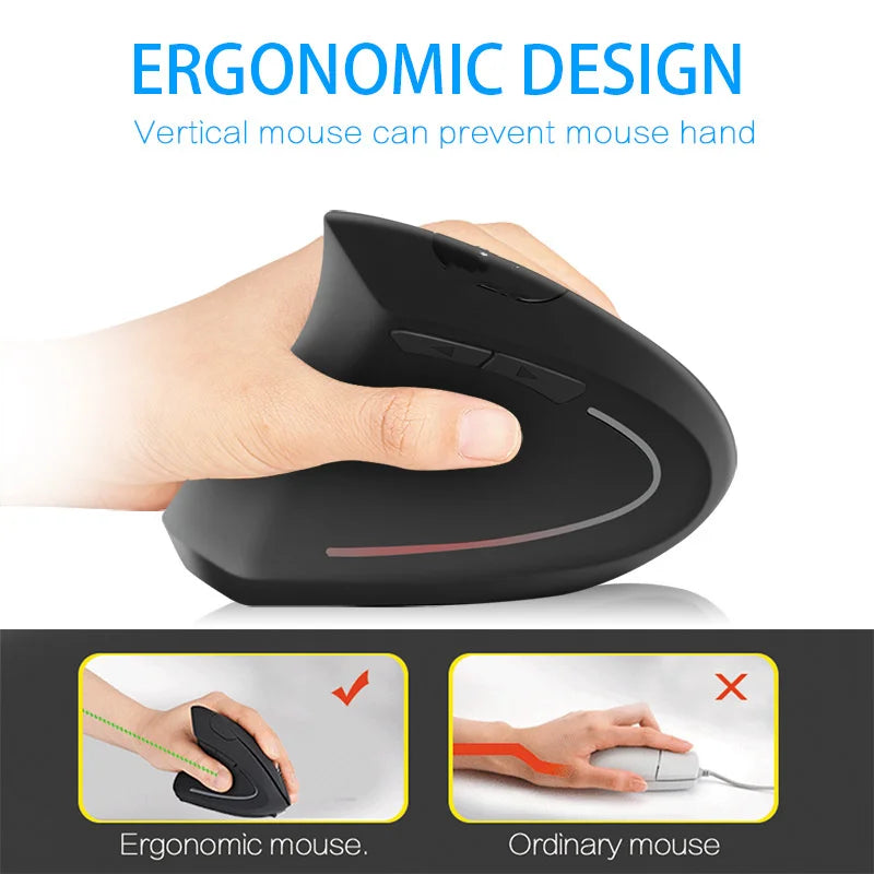 DeskOpti Wireless Ergonomic Vertical Mouse - 2.4G USB Optical for Right & Left Hand